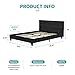mecor Upholstered Linen Queen Platform Bed/Metal Frame with Square Stitched Headboard/Wood Slats Support,Queen Size/Black
