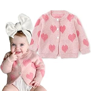 Simplee kids Baby Sweater Cardigan Jacquard Cable-Knit Spring Coat Long Sleeve Cardigan for Baby Girl