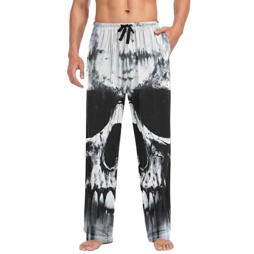 Pajama Pants Gothic Skull Black for Men Men's Separate Bottoms, Lounge Pants with Pockets S3