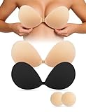 candyfouse 2 Pairs Strapless Sticky Push Up Bra, Invisible Backless Adhesive Bra Nipple Covers for Women Dress