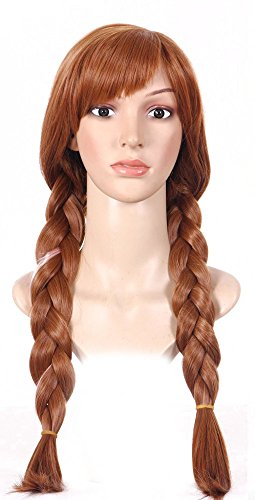 Frozen Anna Damen Perücke Braun Erwachsene Eiskönigin Wig Elsa Prinzessin Zöpfe