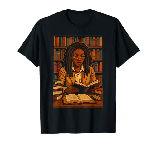Melanin Black Girl Locs Book Lover Librarian Teacher Student T-Shirt