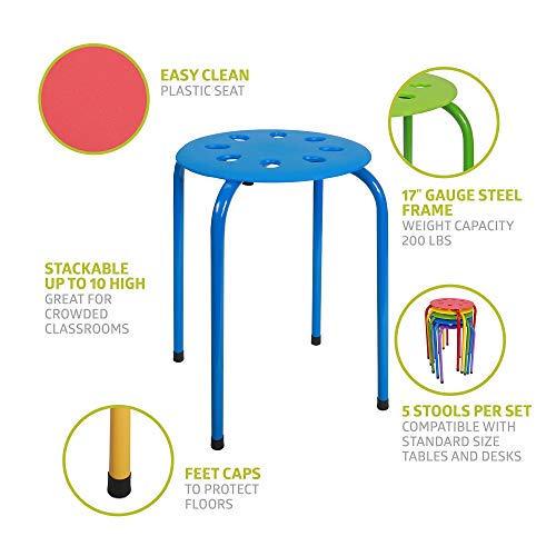 image for Pearington Plastic Stackable Stools, Multipurpose Stool Chairs for Sch