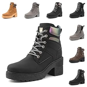 Winterlaarzen voor dames, warm gevoerde winterschoenen, korte schacht met blokhak, met vetersluiting, comfortabele buitenlaarzen, zwart, bruin, grijs, EU 36-41