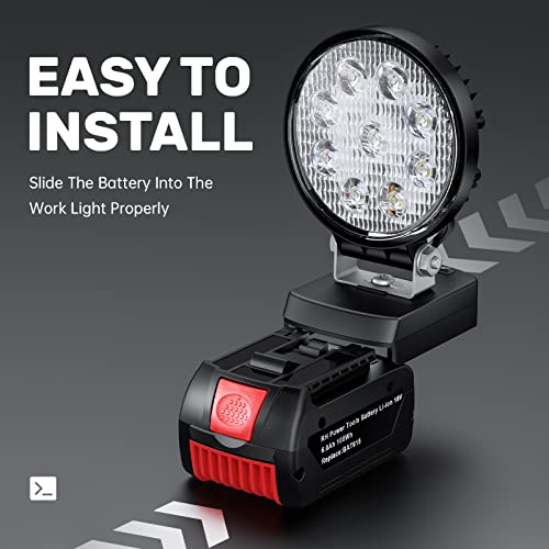 Bonadget LED Baustrahler, Lampe für Bosch 18V System, Tragbare LED Arbeitsstrahler mit 2 Modi Helligkeit Mini Flutlicht Strahler für Wartungsarbeiten, Camping