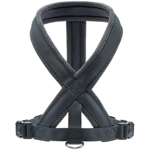 HUNTER Hundegeschirr LONDON COMFORT, atmungsaktives 3D-Mesh, 2-fach verstellbar, Sicherheitsverschluss, reißfest, leicht & pflegeleicht, Farbe: Anthrazit, Größe: S-M/1