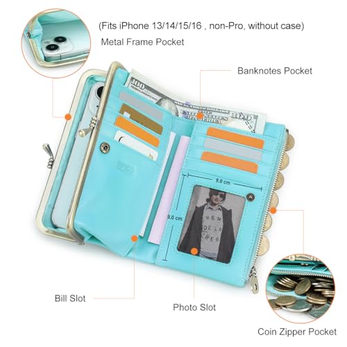 CONTACTS Full Grain Goat Leather Kiss Lock Wallet for Women Vintage Clutch Wallet with Rfid Blocking3