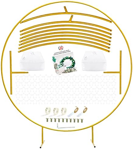 LANGXUN 6ft (1.9m) Large Size Gold Metal Round Balloon Arch kit Decoration, for Birthday Decoration, Wedding Decoration and Photo Background Decoration, Christmas Decorations 2023 Upgrade Model