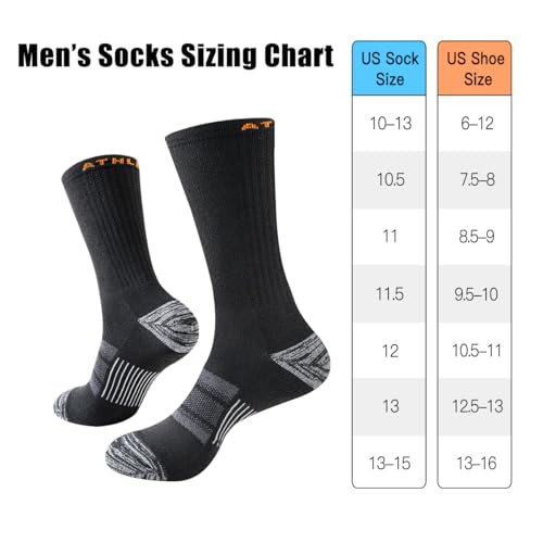 JOYNÉE 5/10 Pairs Mens Lightweight Athletic Crew Cushioned Breathable Work High Calf Long Boot Socks4