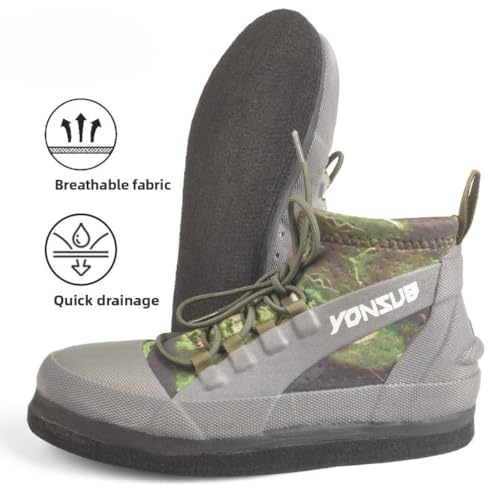 Felt Sole Wading Shoes for Men Fly Fishing Deck Boots Waterproof Lightweight Breathable Leather Wide Non slip Felt Bottom Quick Dry Warm Insole Casual Comfort Wear Mud Walking Hiking Sports Booties2