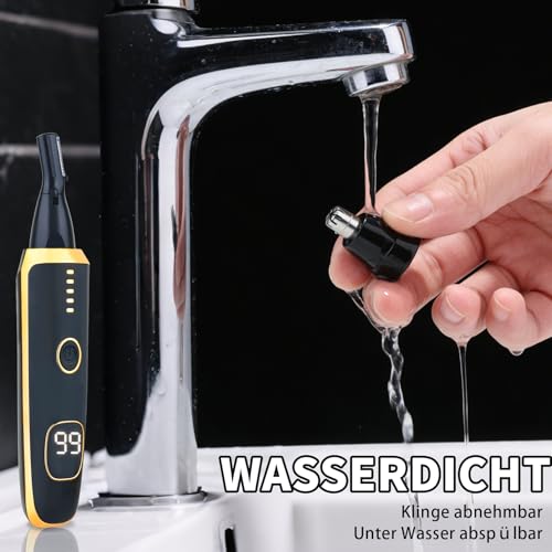 Beanify LED Nasenhaartrimmer für Herren und Damen, 2-in-1 Wiederaufladbarer Augenbrauen- & Ohrhaartrimmer, Nasenhaarschneider mit USB-C, IPX7 Wasserdicht, Schmerzfrei & Tragbar (Schwarz) 5