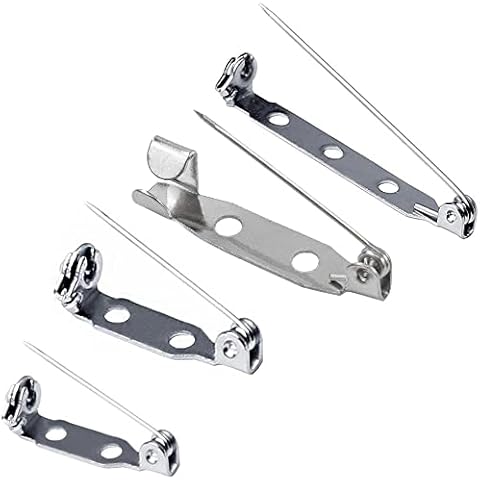 CENPEK 100 Pcs Silver Bar Pins, Back Clasp Brooch Secure Brooch Pin Backs Safety Clasp Pins with 3 Holes for Crafts, Stationary, Bandages, Sewing, Dressmaking, Sliver(20mm, 25mm, 30mm, 35mm) Cover