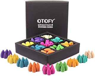 OTOFY Backflow Incense Cones 180 Pcs of 100% Natural Handwork Scents Waterfall Incense Rose Tulip Jasmine Lavender Rose for Backflow Incense Burner Holder Natural | Meditation & Yoga Gift（Pure Black）