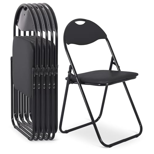 Raburg Klappstuhl 6er-Set, praktisches Gästestuhl-Set zum Klappen, gepolstert, leicht & bequem, Belastbarkeit 100 kg, Metallgestell, für Gäste, Büro, Event & Party, Paul, Schwarz/Schwarz