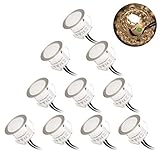 10 Pack Foco Empotrable, Öuesen GU10 led Luz de redondo Techo, Luz al Suelo Iluminación Exteriores Aluminio Ø32mm, 0.6W,3000k, IP67 Impermeable, Luz Blanco Cálido, Apto para sala de estar, césped.