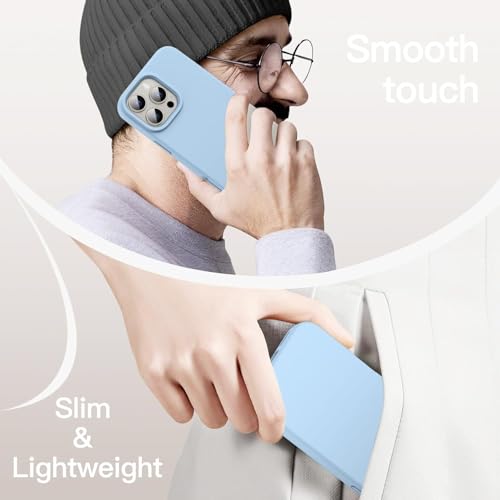Image of AIBEX Premium Liquid Silicone Back Cover Case Compatible for iPhone 16 Pro | Shockproof, Drop and Camera Protection | Slim Phone Case, Anti-Scratch Soft Microfiber Lining - Sky Blue