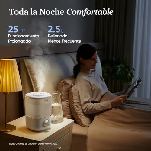 Image of LEVOIT Top-Fill Baby Air Humidifier, 2.5L Up to 25H Durable, 26dB Quiet, Auto Shut-off, 360 Nozzle, Mini Air Humidifier with Easy to Use Button BPA Free for Baby Room