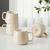 Teocera Coffee Mugs Set of 4-12oz Chip-Resistant Ceramic Cups with Ergonomic Handle | Dishwasher & Microwave Safe Cream Mugs | Keeps Beverage Hot, Perfect for Family Kitchen & Holiday Gifts