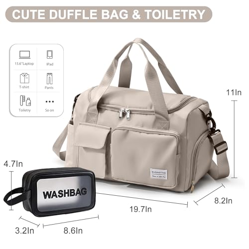 Image of Small Gym Bag for Women, Travel Duffle Bag Carry On Weekender Bag with Shoe Compartment