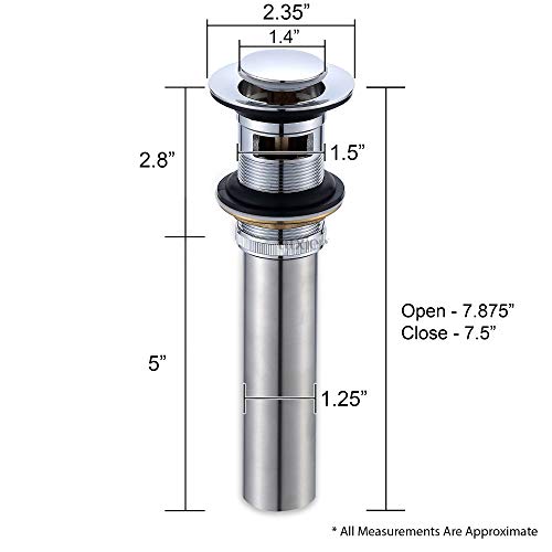 Luxier Ds04-Tc 1 1/2" Bathroom Faucet Vessel Vanity Sink Pop Up Drain Stopper With Overflow Chrome #TOP5