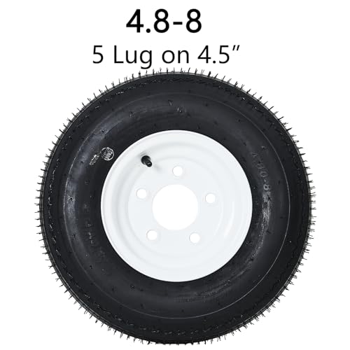 MERXENG 2-Pack Trailer Tires on Rims 4.80-8, 5 Lug Bolt White Wheels, 760 Lbs Load Capacity, 90 PSI - DOT Approved & 1-Year Warranty, Load Range C (4.80 x 8) by MERXENG - Image 2