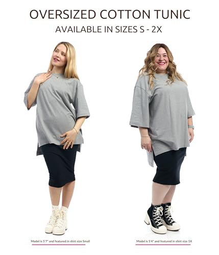 Image of ESTEEZ Womens Oversized Cotton High Low Tunic T-Shirt Dress