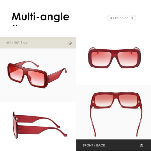 kimorn Sunglasses Womens Men Trendy Retro Sun Glasses Oversize Square Frame Shades K15714