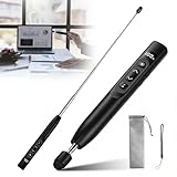 Presenter mit Laserpointer: Präsentationsfernbedienung mit Zeigestab Ausziehbar und USB-Empfänger, Leistung anzeigen, Wireless Presenter für PowerPoint für Klassenzimmer Hörsaal Büro(Schwarz)