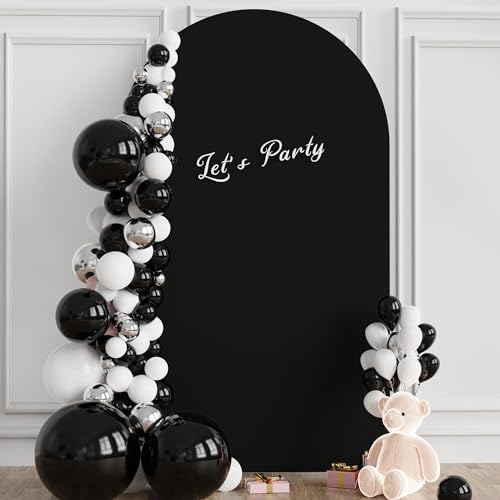 undefined Wokceer Wedding Arch Cover 8FT Spandex Fitted Wedding Arch Stand Covers Round Top Chiara Arch Backdrop Cover for Birthday Party Ceremony Banquet Decoration Black の商品画像 2