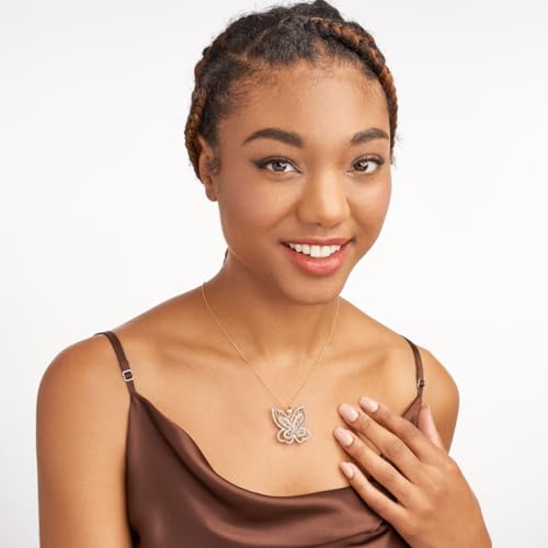 MORGAN & PAIGE .925 Sterling Silver 18K Gold Plated Butterfly Necklace with Diamond Accent - Elegant Filigree Gold Necklace for Women Diamond Pendant Butterfly Gifts for Women, 18 inch4