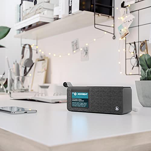 Hama Radio cyfrowe DAB z Bluetooth i akumulatorem DR200BT (przenośne Bluetooth Box, przenośne radio z DAB/DAB+/FM, Bluetooth, kolorowy wyświetlacz, akumulator do ładowania, Aux, USB-C, 8 godzin czasu odtwarzania), czarne