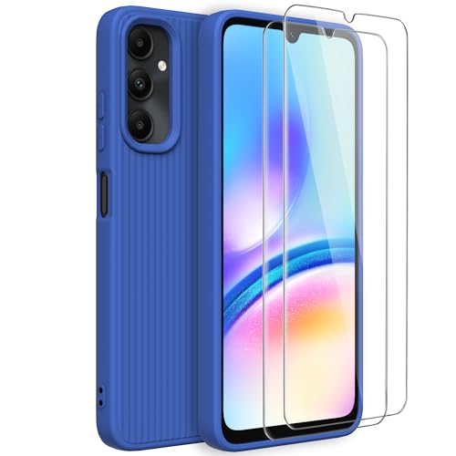 BUTISHIYU Funda para Samsung Galaxy A05s 4G con 2 Protectores de Pantalla de Cristal Templado, Carcasa de Silicona Líquida Gel Ultra Suave Funda Compatible con Samsung a05s 4G, Azul