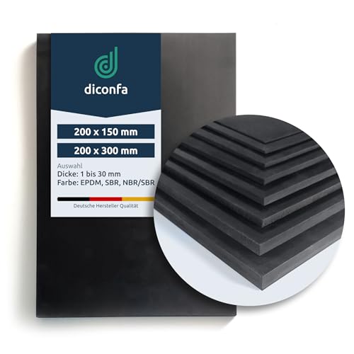 diconfa DIN-A4 / A5 Gummimatte - Material: SBR, EPDM, NBR/SBR - Dicke: 1mm bis 30mm - Anzahl: 1 bis 10 - Auswahl: EPDM, 200x150x2mm, 1 Stück - selbst bearbeiten - Unterlage Dichtung Schutzmatte
