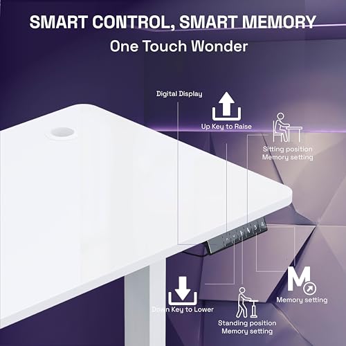 Image of Wakefit Study Table | 5 Yr Warranty | Standing desk, Computer Table for Home Pc, Electric Height adjustable, Digital Display & 4 Memory Presets, Free Installation, Modern Ergonomic Wobble-Free- L160Cm