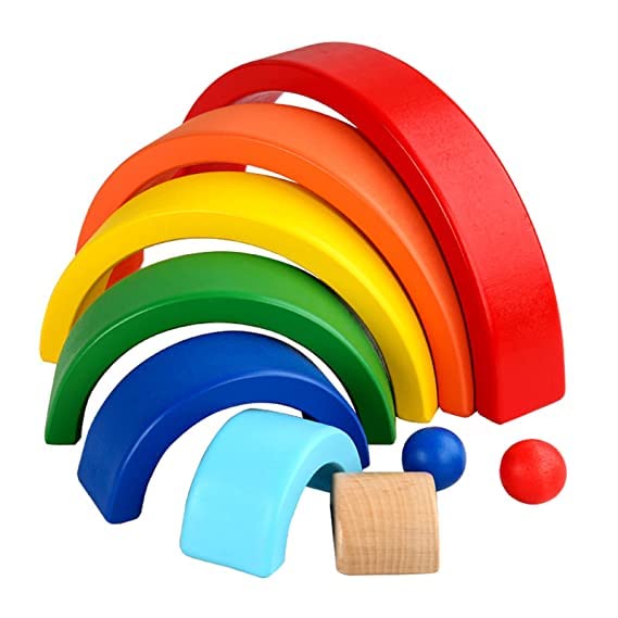 ANVIE & ABEER® Wooden Rainbow Stacker for Kids, Pre School Stacker Game