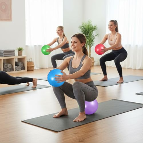 Image of Aoriher 10 Pack 9 Inch Small Pilates Ball Bulk Mini Exercise Ball Portable Non-Slip Workout Yoga Balls with Air Pump for Stability, Barre, Fitness, Balance, Physical &Core, Gym Home Office Use