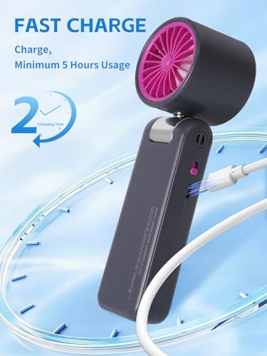 Image of Portable Handheld Fan with Ice Cooler, 199 Speed Personal Fan,Foldable 3 in 1 Rechargeable Battery Operated Essentials Hand Fans Summer Essential for Travel /Outdoor /Office（Grey Purple）