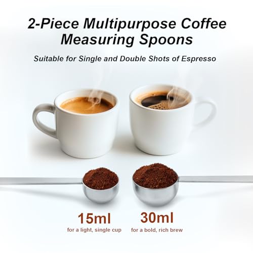2PCS Coffee Scoop for Ground Coffee Stainless Steel Measuring Spoons Long Handle 30ml 6.4in and 15ml 5.7in Set for Deep Jars Beans Protein Powder Flour - Image 4