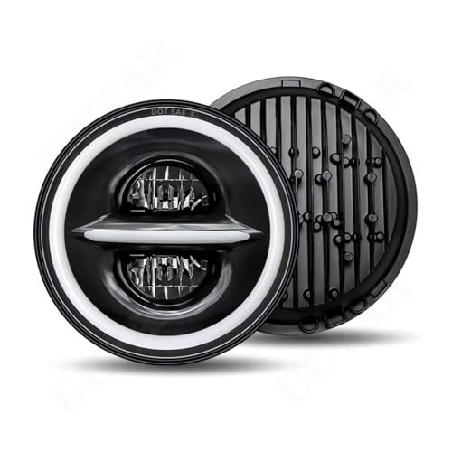 UCYAR 7 Inch Round LED Headlight Compatible for Jeep Patriot Headlights, Years: 2008 2009 2010 2011 2012 2013 2014 2015 2016, DOT H6024 High Low Sealed Beam, Halo DRL Turn Signal Lights