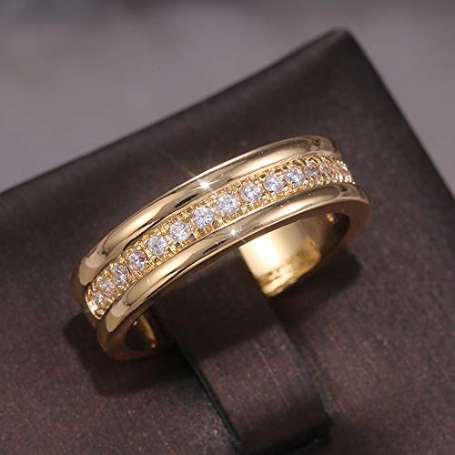 Wedding Bands for Women Eternity Ring 18K Gold Plated Titanium Steel Women Stacking Ring Cubic Zirconia Ring Stackable Rings Couples Valentine's Day Domed Polished Finish Wedding Band 7