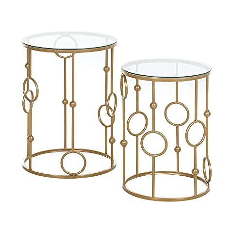 HOMCOM Gold Nesting Coffee Tables Set of 2 Cover