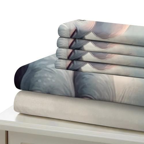 Parure de lit éléphants housse de couette microfibre 3 pièces - 6