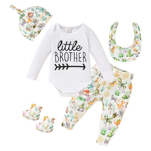 GRNSHTS Newborn Baby Boy Clothes Letter Print Romper+Animal Pants+Mouth watering towel+Socks With Hat Coming Home Outfits