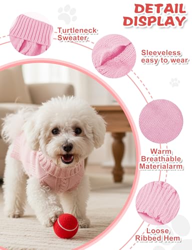 Image of Soft Warm Dog Sweaters - Turtleneck, Double Knitting, Collar for Outdoor Playing, Warm Dog Clothes (XL, Pink)