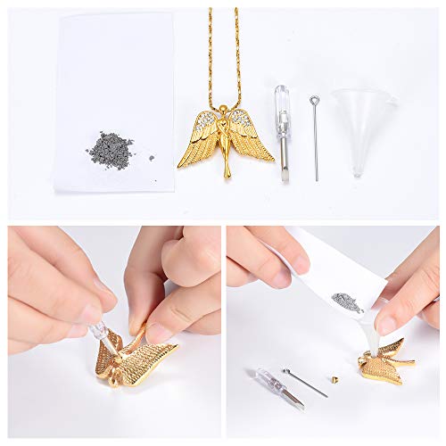 Imrsanl Cremation Jewelry With Angel Lady Charm Locket Memorial Ash Pendant - Urn Necklace For Ashes Wings Keepsake Jewelry For Women Girls (Gold) #TOP5