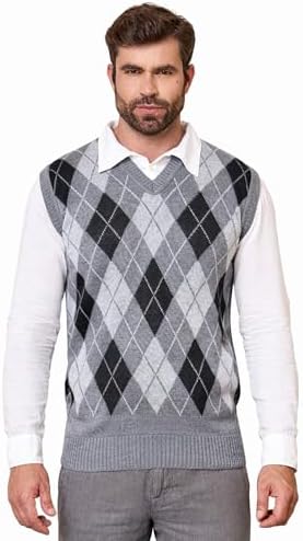 Colete Social Masculino Gola V Xadrez Pulôver Tricot