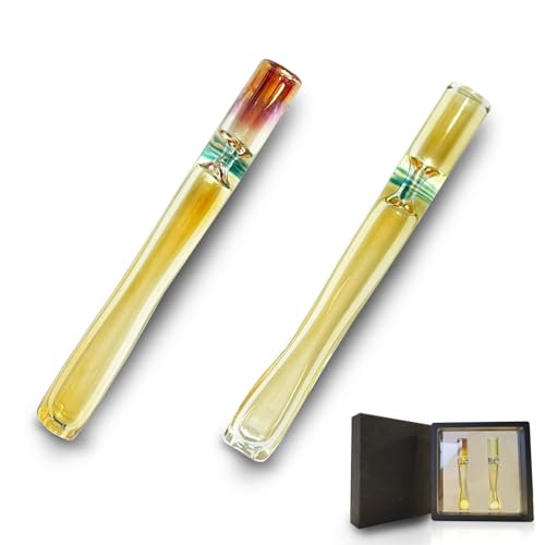 PAASTAI 2Pcs Glass Cigarette Holder Handmade Glass Smoking Pipes 3Cigarette Mouthpiece for Smoking.