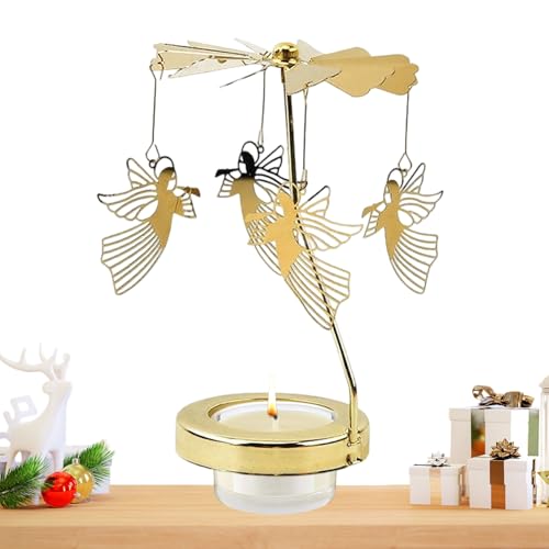 Candelador Rotativo De Metal, Fotóforo Navideño Que Contiene para Vela De Linterna Dorada para La Decoración De La Mesa En Regalos De Velas De Vidrio Navideño, Fiesta De Escritorio Saint-Valentin