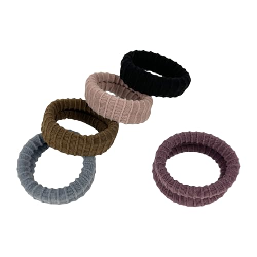 Thin Seamless High Elastic Ponytail Hair Ties (A variety of Colors with 5 Pcs Packing, No Damage to Hair) (Dark color series)