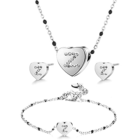 BELLALULU Tiny Heart Initial Necklace for Women - 14K Gold Silver A-Z Letter Heart Pendant Necklace with Crystal Rhinestone Dainty Alphabet Choker Chain Jewelry Gift for Women Cover